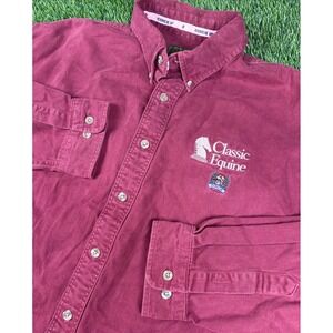 Cinch x Class Equine Burgundy Long Sleeve Button Down Shirt Men's XL Distressed